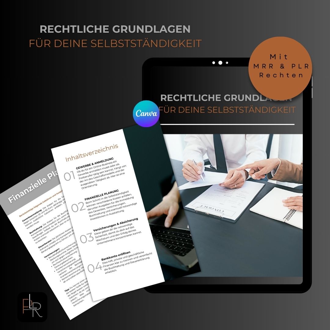 PLR | Rechtliche Grundlagen für deine Selbstständigkeit E-Book Guide