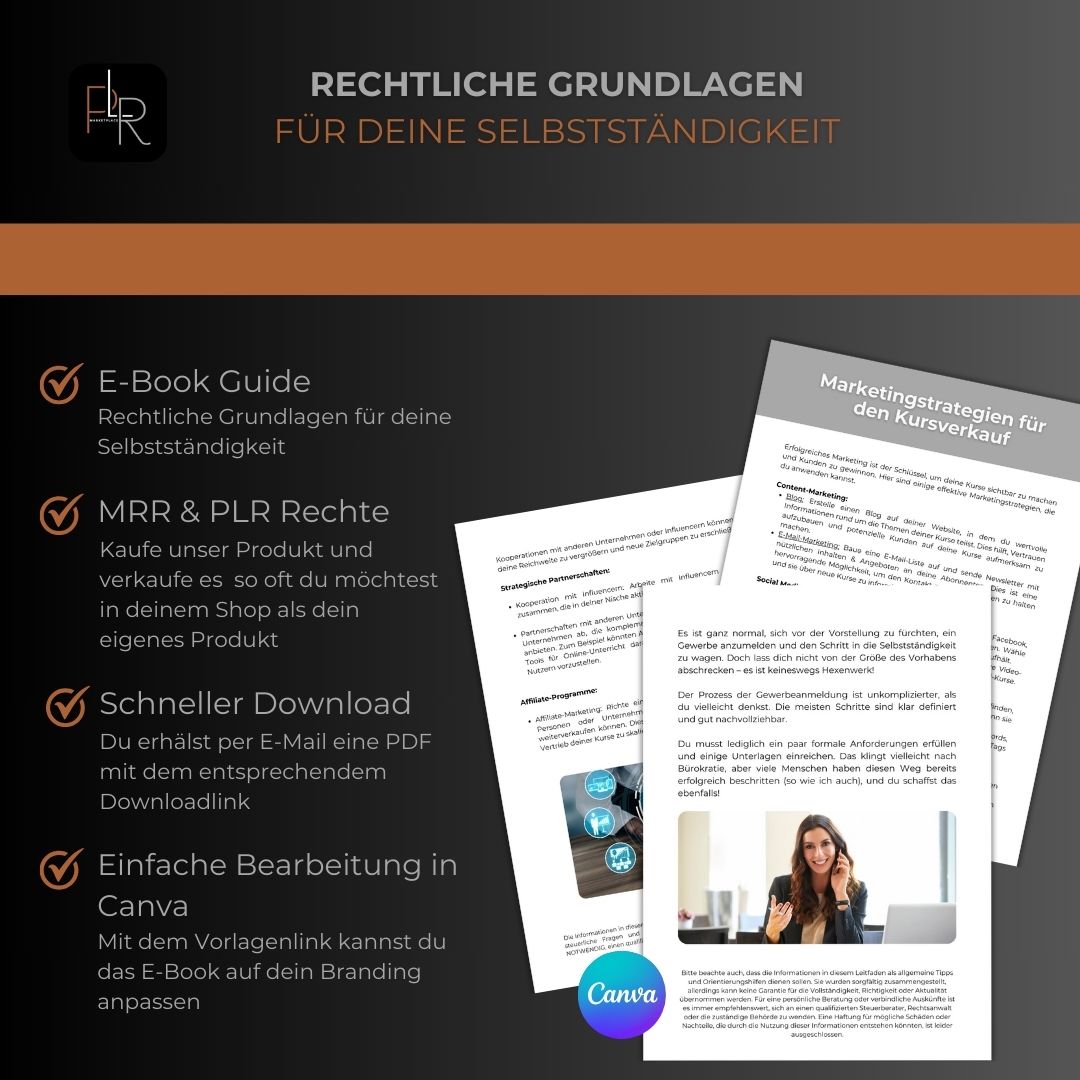 PLR | Rechtliche Grundlagen für deine Selbstständigkeit E-Book Guide